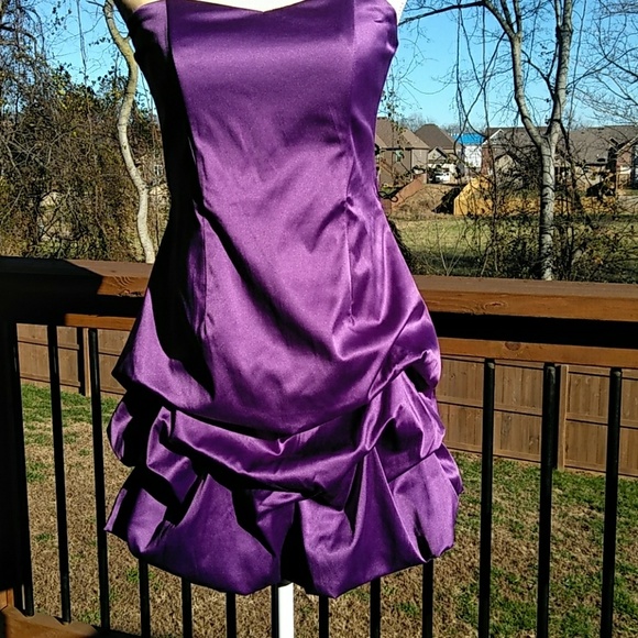Wishes Wishes Wishes Size 9 Strapless Purple Bubble Hem Party Dress - Picture 8 of 12
